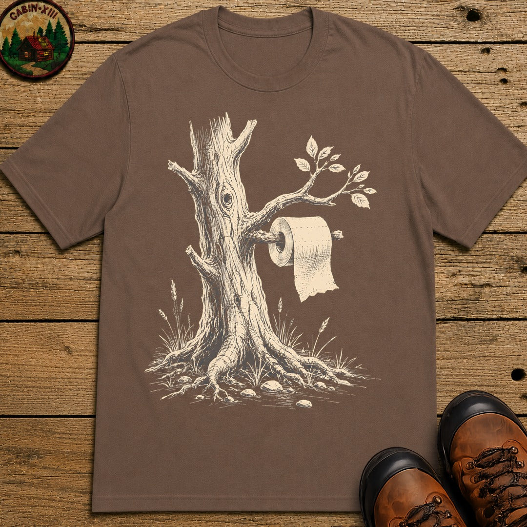 Toilet Tree — Funny Camping Outdoor Humor Sketch Tee - Espresso
