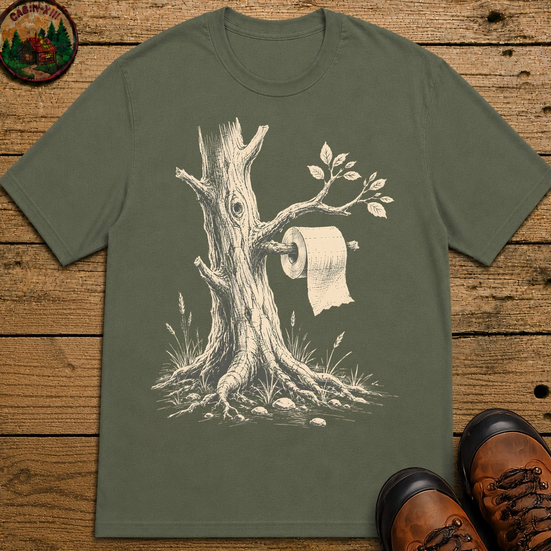 Toilet Tree — Funny Camping Outdoor Humor Sketch Tee - Moss