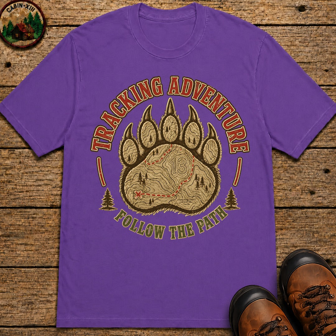 Tracking Adventure Follow the Path — Vintage Bear Paw Hiking Tee - Grape