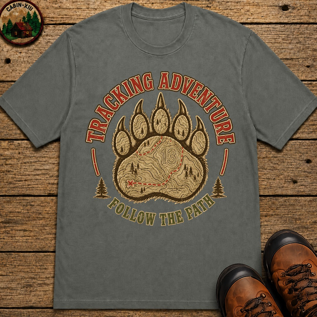 Tracking Adventure Follow the Path — Vintage Bear Paw Hiking Tee - Pepper
