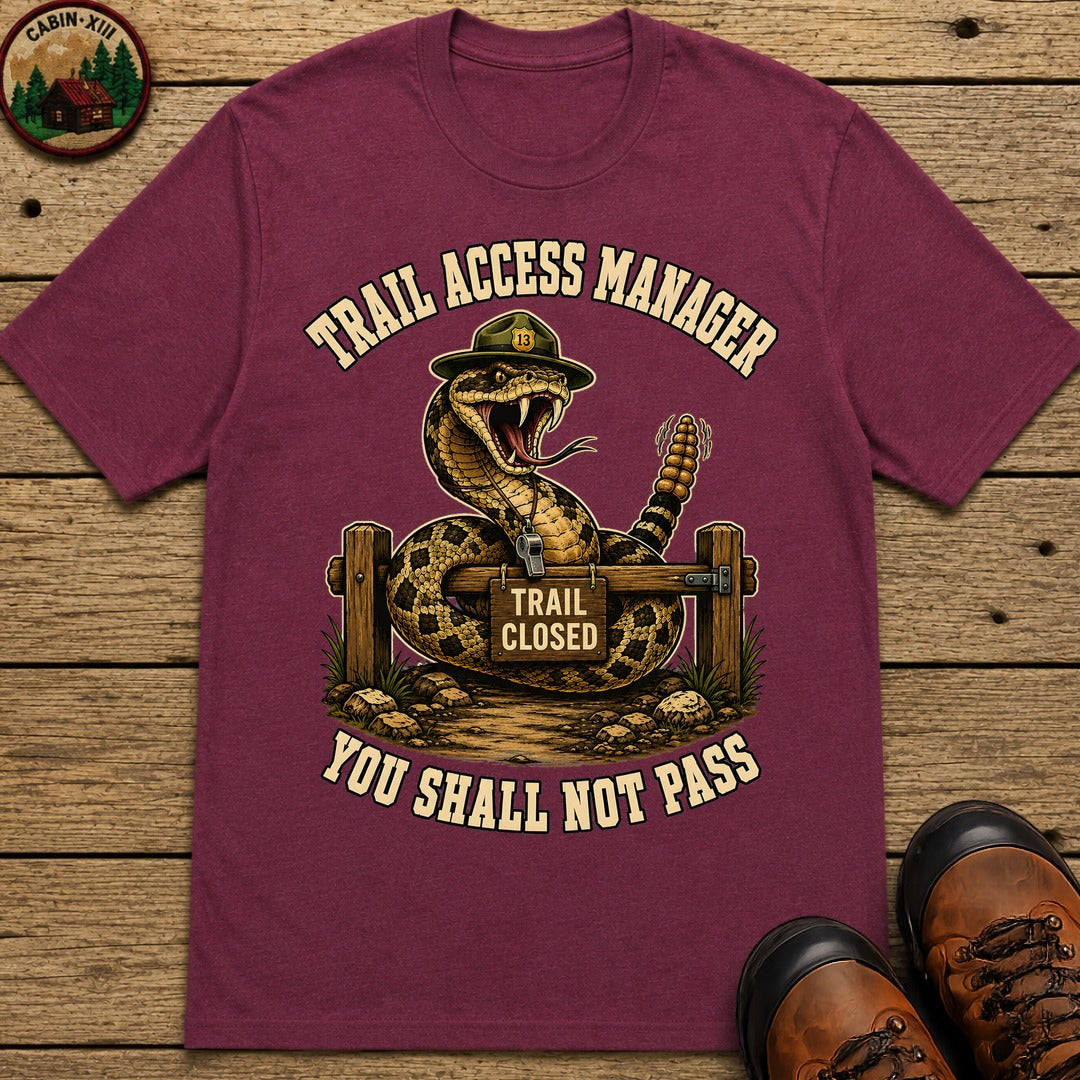 Trail Access Manager You Shall Not Pass — Rattlesnake Hiking Tee - Berry