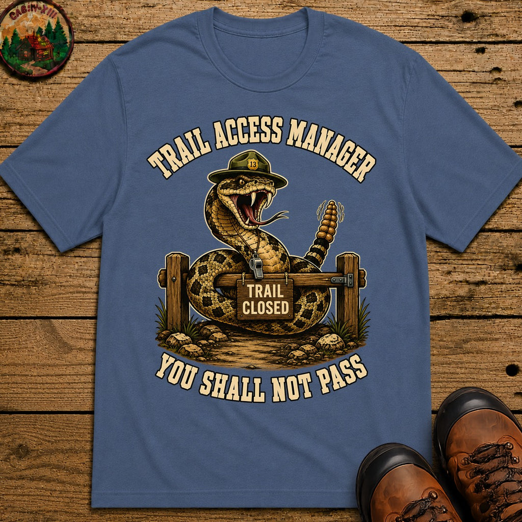 Trail Access Manager You Shall Not Pass — Rattlesnake Hiking Tee - Blue Jean