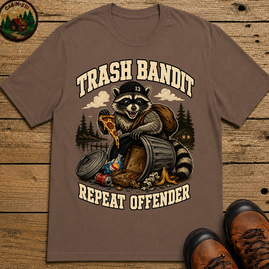 Trash Bandit Repeat Offender — Funny Raccoon Camping Tee - Espresso