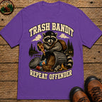 Trash Bandit Repeat Offender — Funny Raccoon Camping Tee - Grape