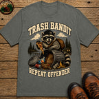 Trash Bandit Repeat Offender — Funny Raccoon Camping Tee - Pepper
