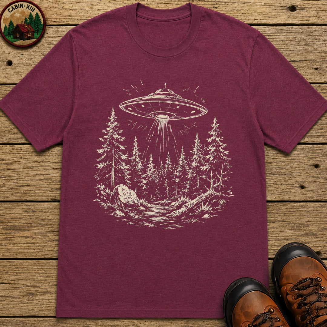 UFO Over the Treeline T-Shirt - Berry
