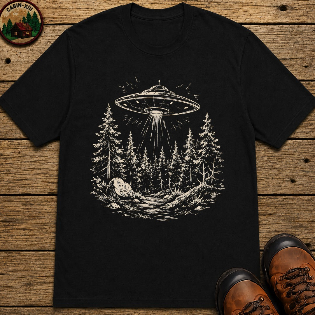 UFO Over the Treeline T-Shirt - Black