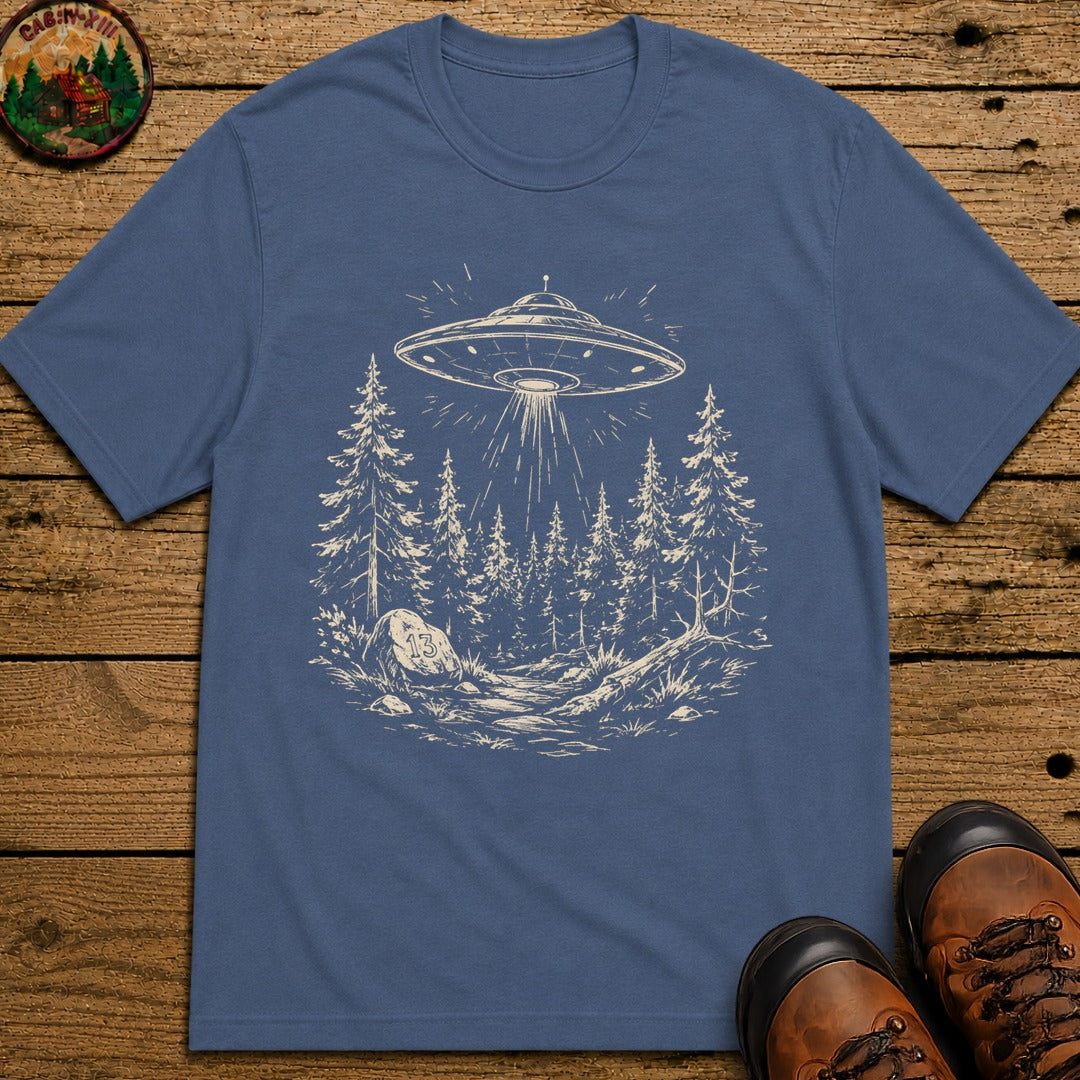 UFO Over the Treeline T-Shirt - Blue Jean