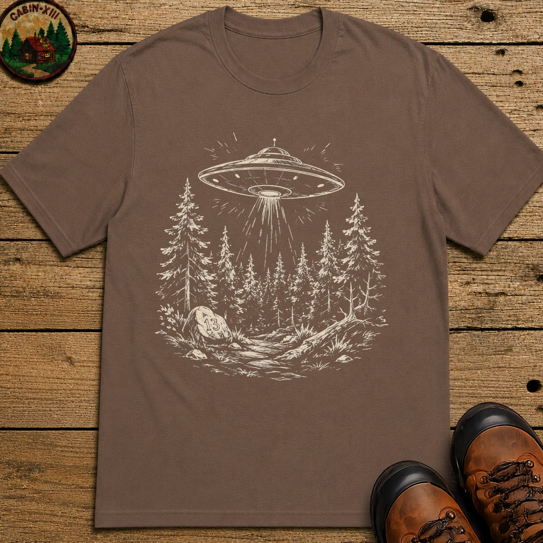 UFO Over the Treeline T-Shirt - Espresso