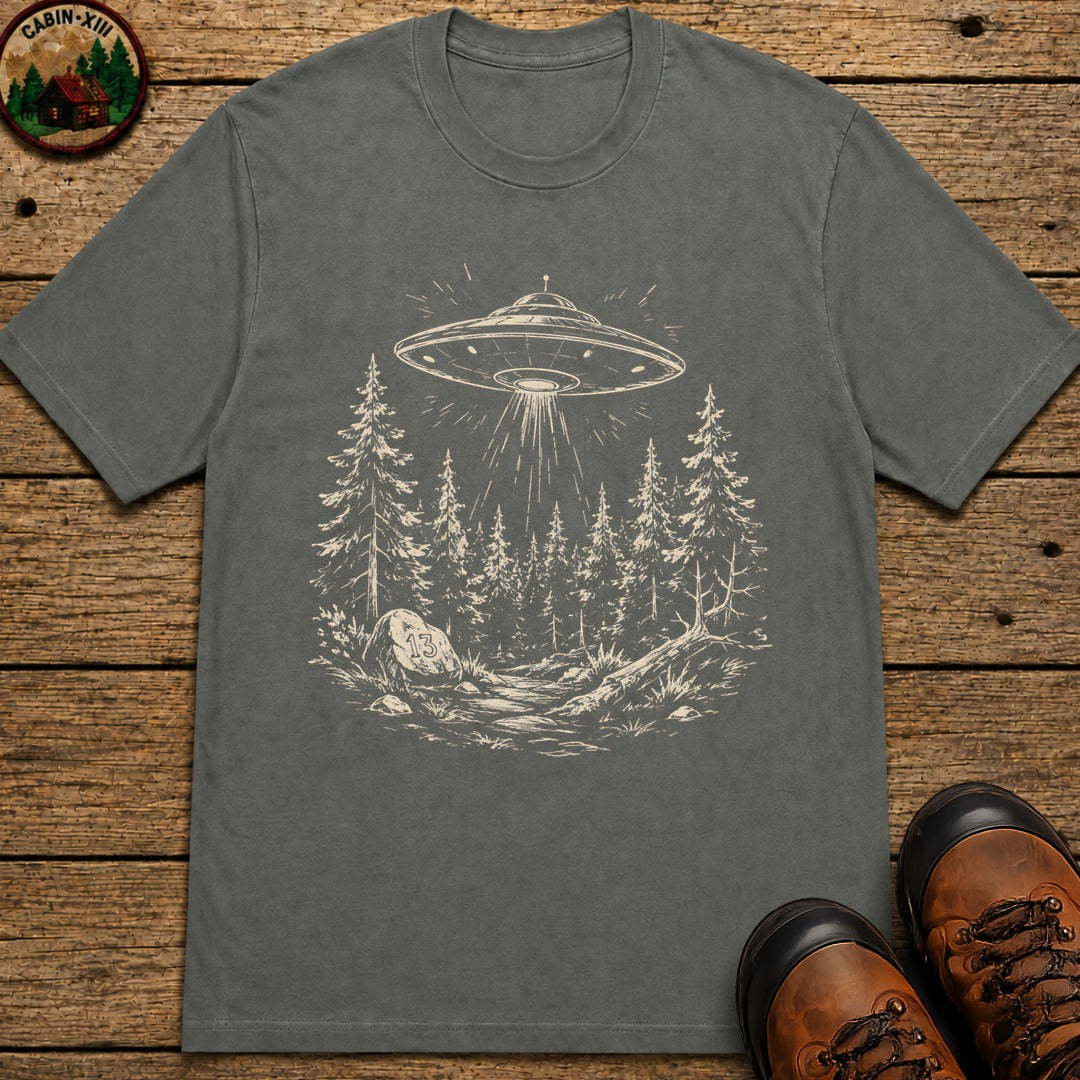 UFO Over the Treeline T-Shirt - Pepper