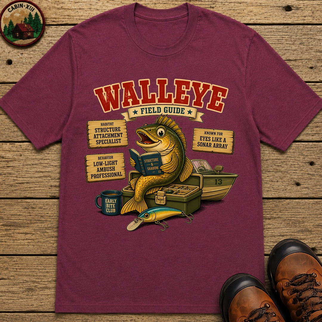 Walleye Field Guide T-Shirt - Berry