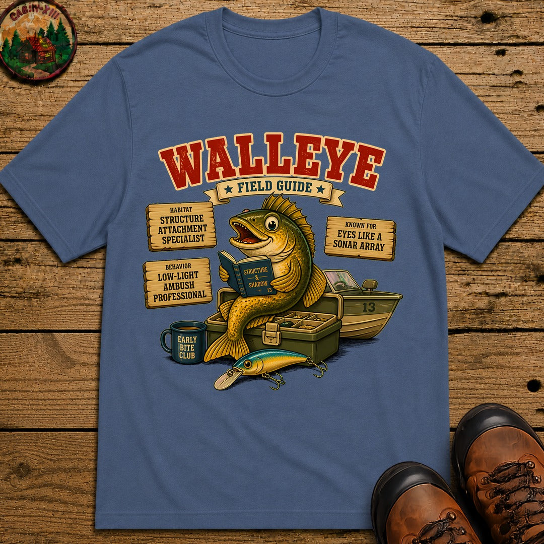 Walleye Field Guide T-Shirt - Blue Jean
