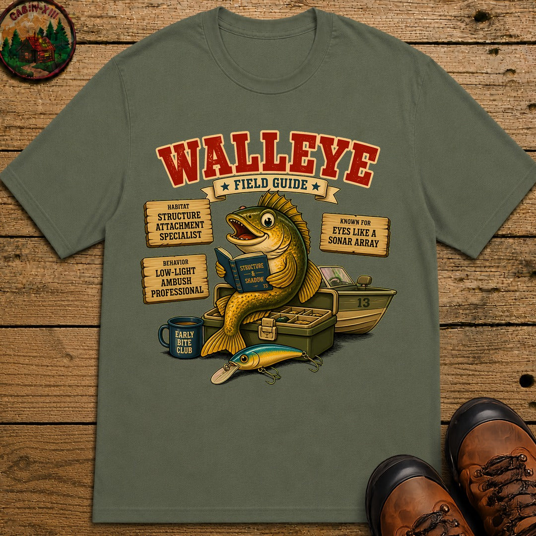 Walleye Field Guide T-Shirt - Moss