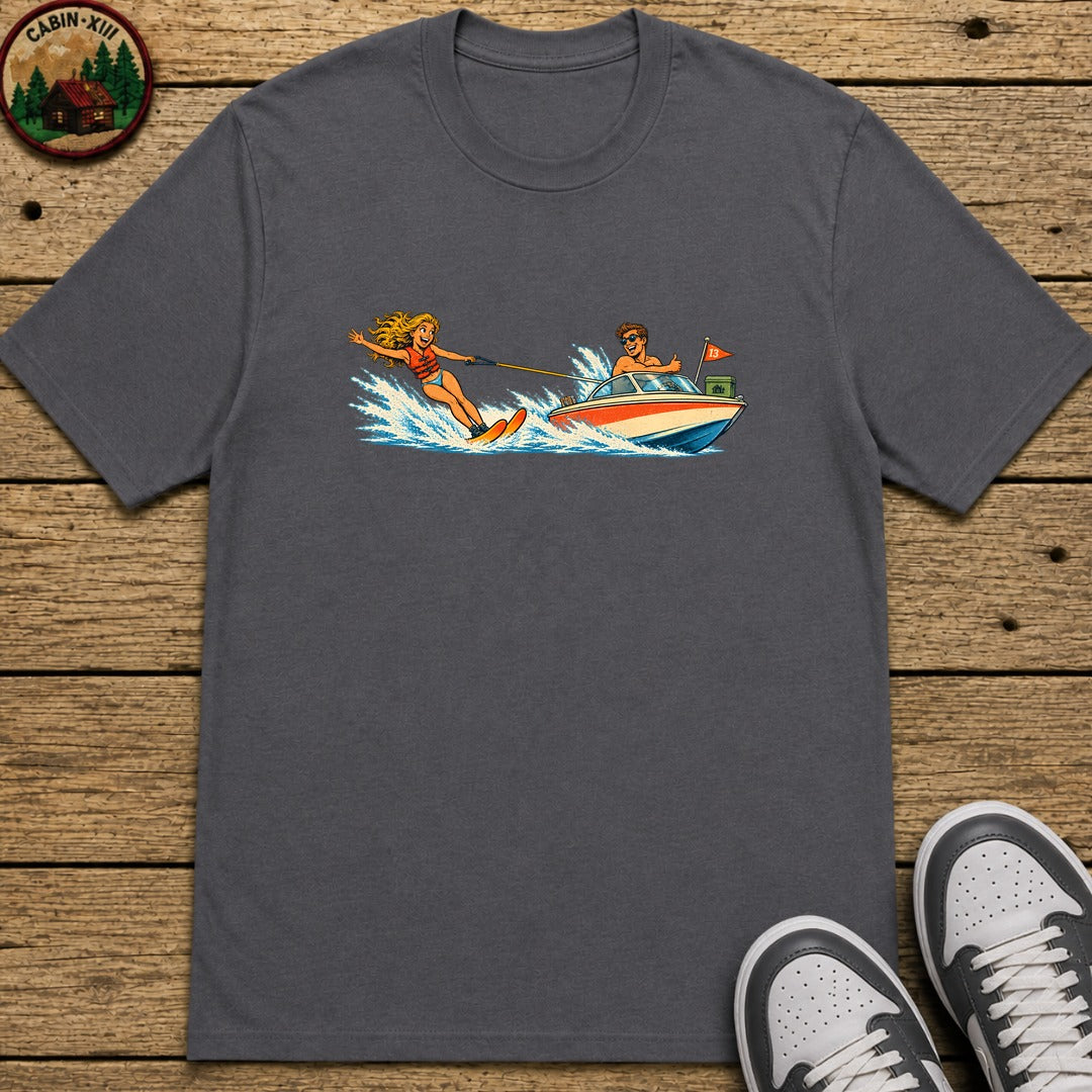 Waterskiing Kids T-Shirt - Charcoal