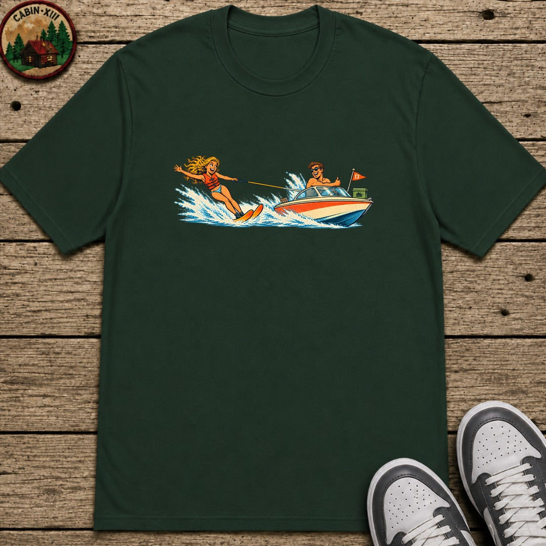 Waterskiing Kids T-Shirt - Forest Green