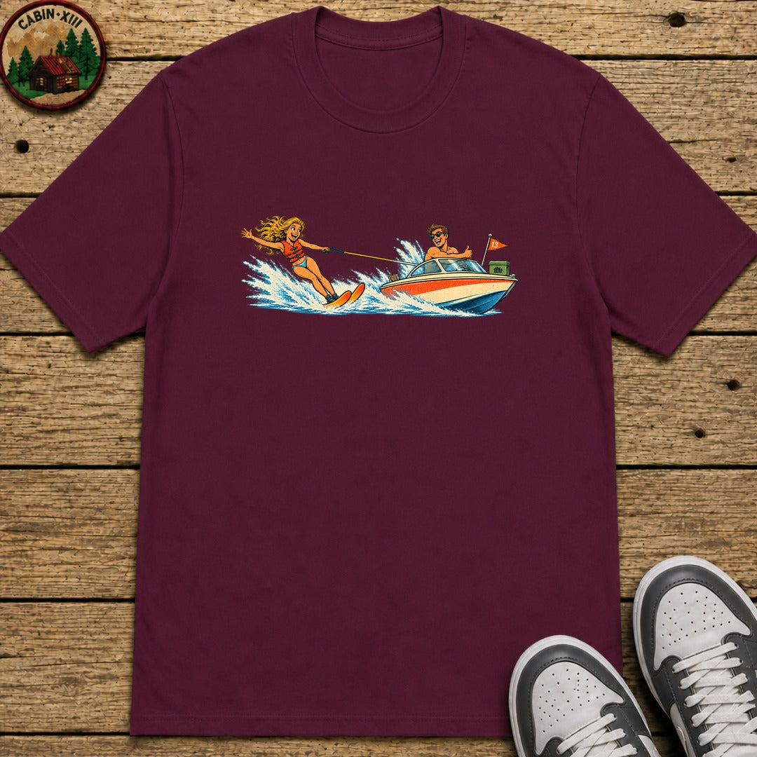 Waterskiing Kids T-Shirt - Maroon