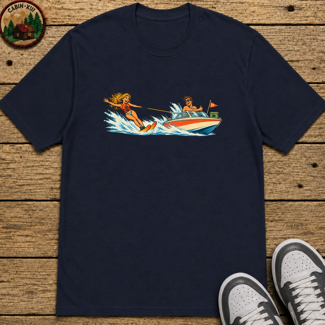 Waterskiing Kids T-Shirt - Navy