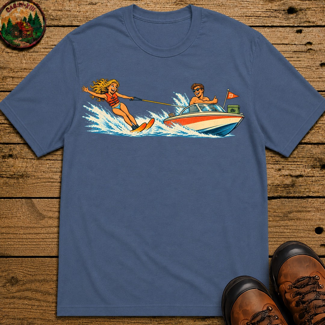 Waterskiing T-Shirt - Blue Jean
