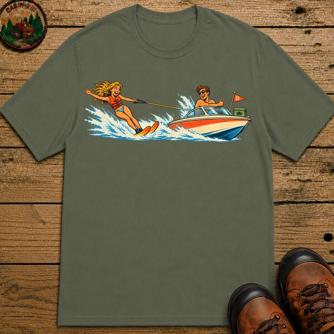 Waterskiing T-Shirt - Moss