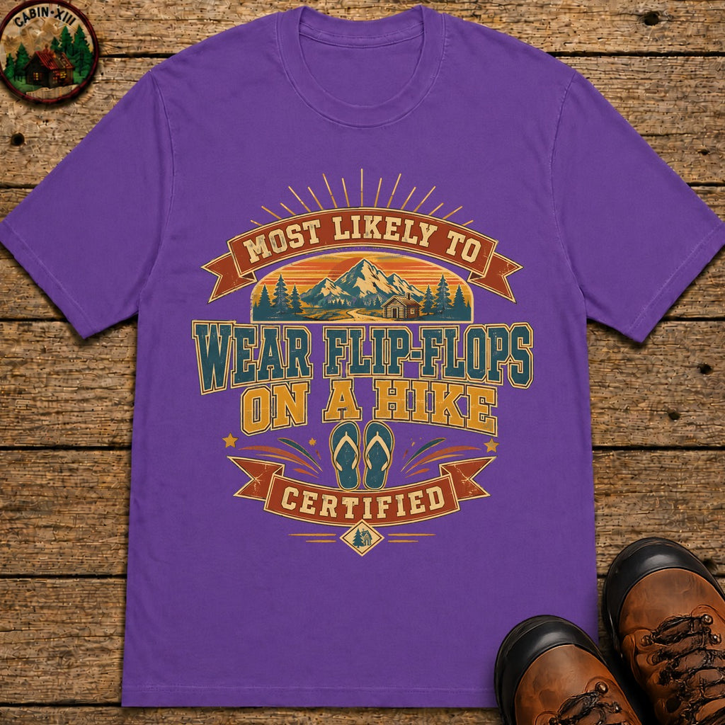 Wear Flip Flops On A Hike (Retro) T Shirt - Grape