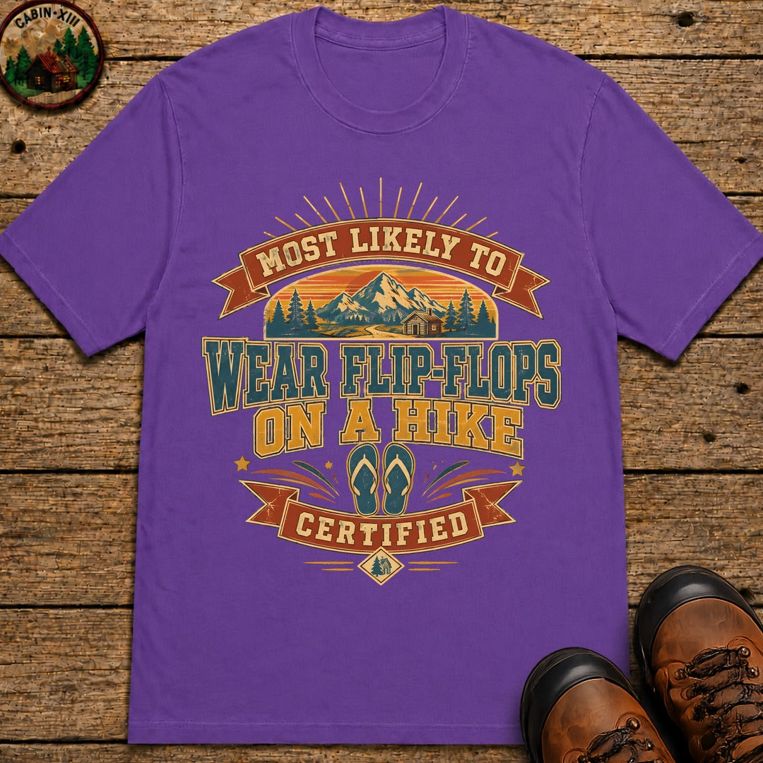 Wear Flip Flops On A Hike (Retro) T Shirt - Grape