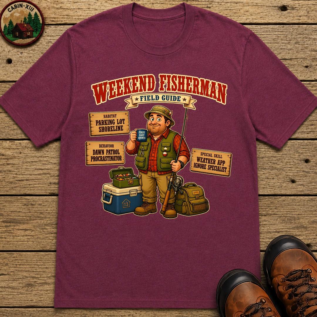 Weekend Fisherman Field Guide T-Shirt - Berry