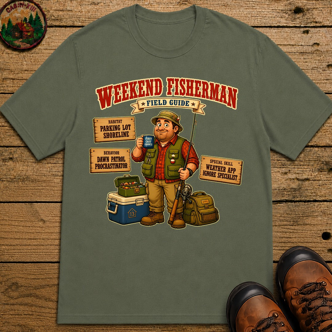 Weekend Fisherman Field Guide T-Shirt - Moss