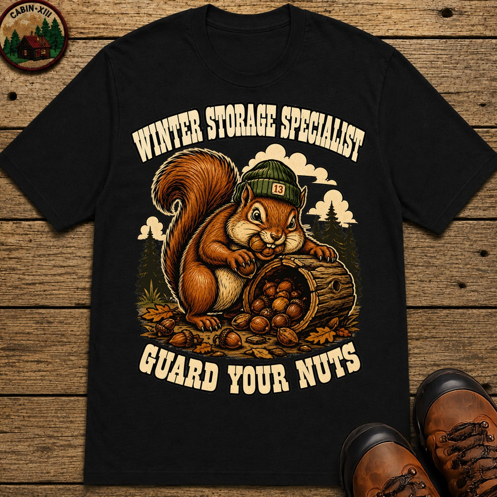 Winter Storage Specialist Guard Your Nuts — Funny Outdoor Tee - Black