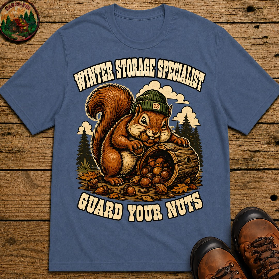 Winter Storage Specialist Guard Your Nuts — Funny Outdoor Tee - Blue Jean