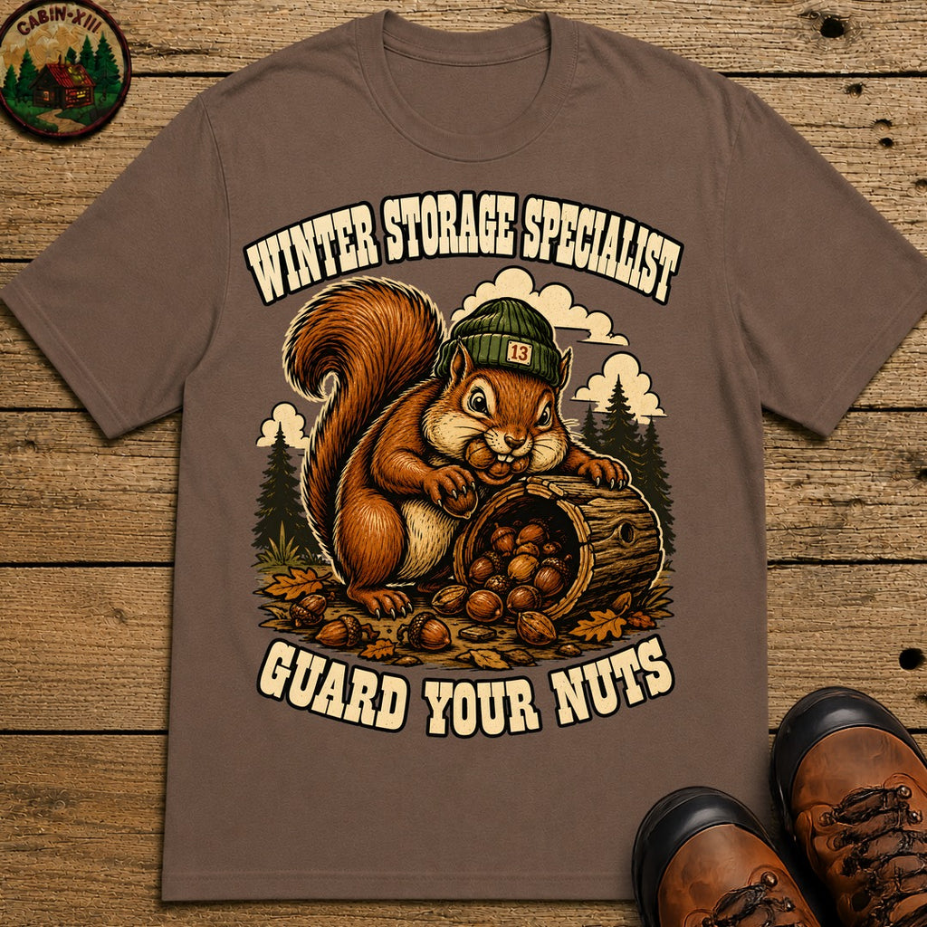 Winter Storage Specialist Guard Your Nuts — Funny Outdoor Tee - Espresso