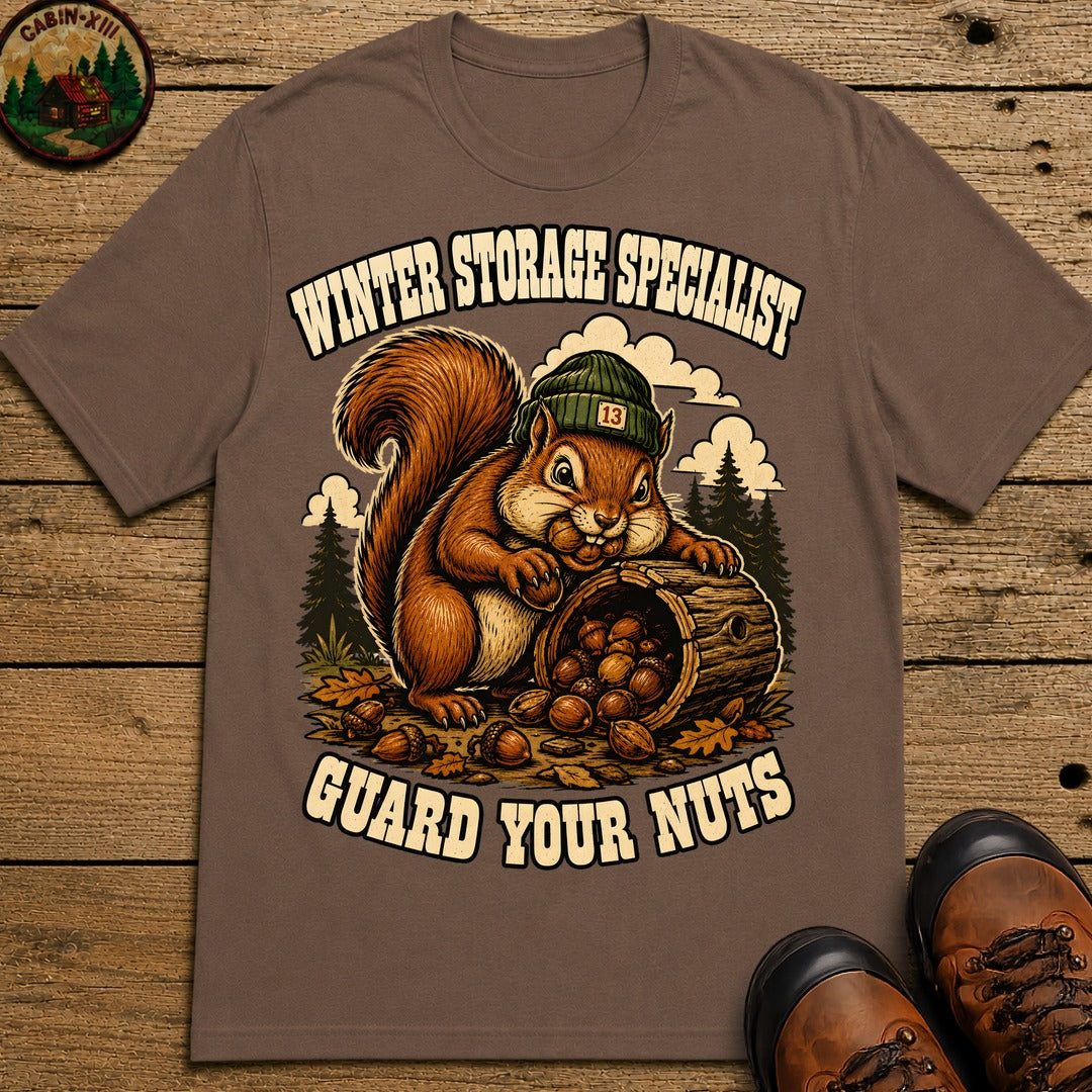 Winter Storage Specialist Guard Your Nuts — Funny Outdoor Tee - Espresso
