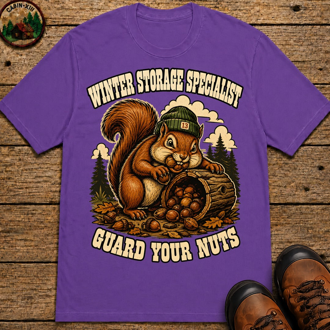 Winter Storage Specialist Guard Your Nuts — Funny Outdoor Tee - Grape