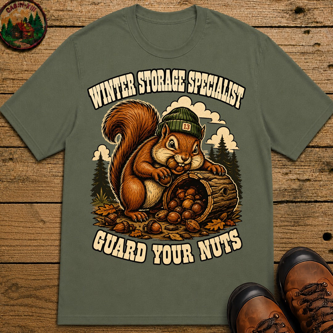 Winter Storage Specialist Guard Your Nuts — Funny Outdoor Tee - Moss