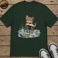 Wolf Pup Fishing Kids T-Shirt - Forest Green