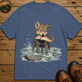 Wolf Pup Fishing T-Shirt - Blue Jean