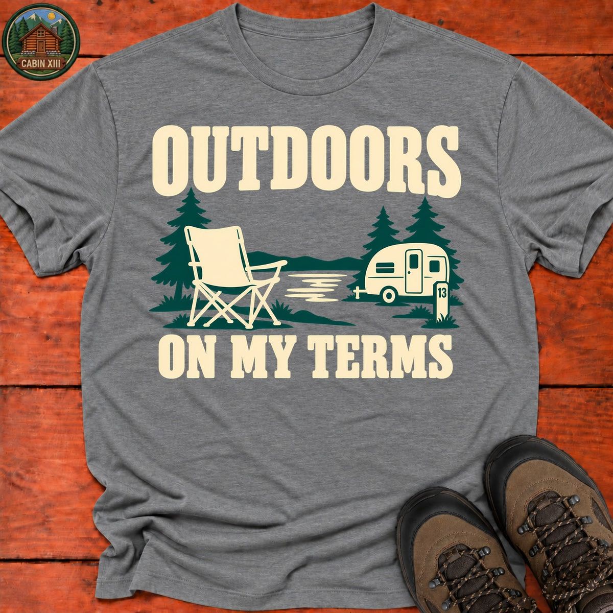 Outdoors On My Terms T-Shirt — Graphite Heather