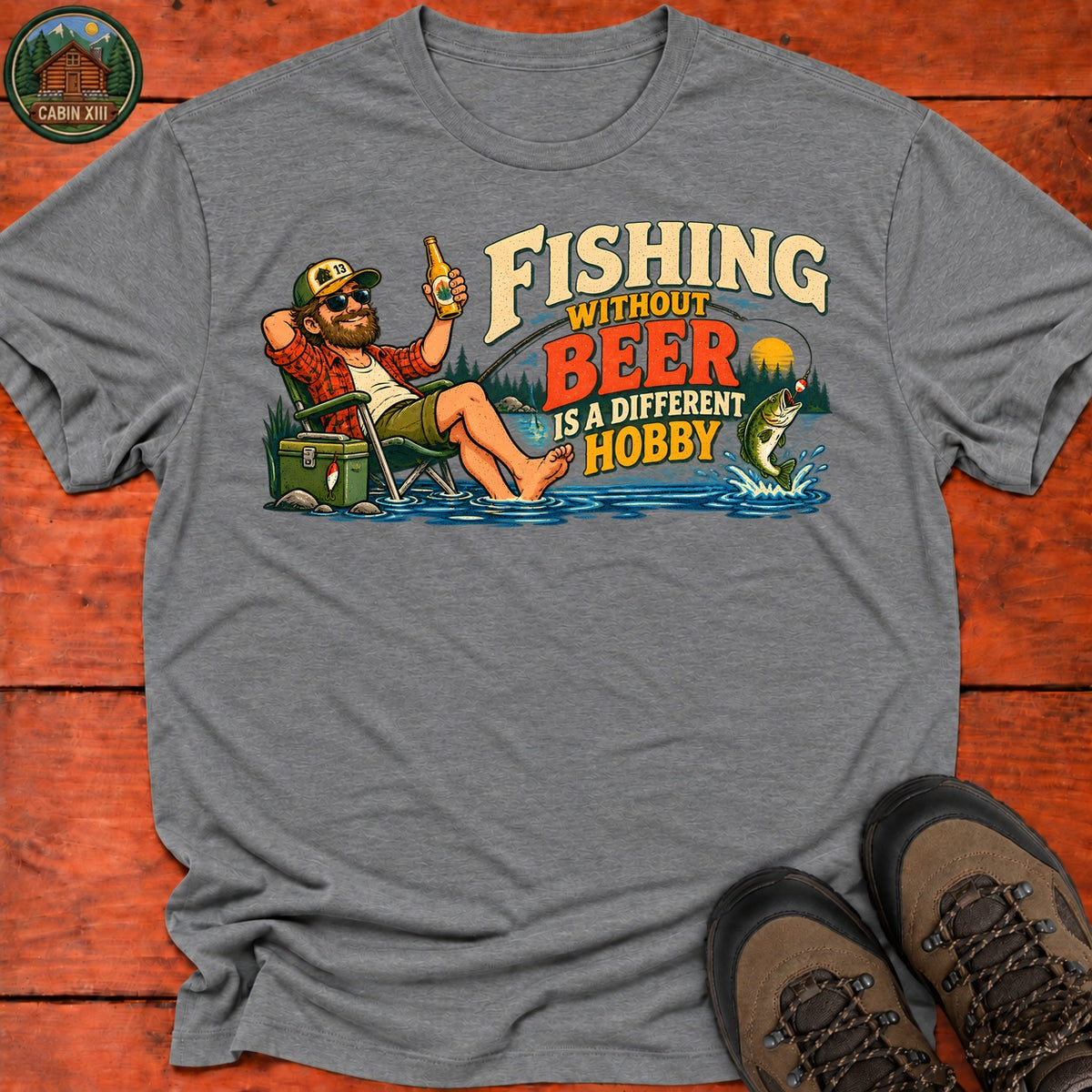 Fishing Without Beer Chest T-Shirt — Graphite Heather