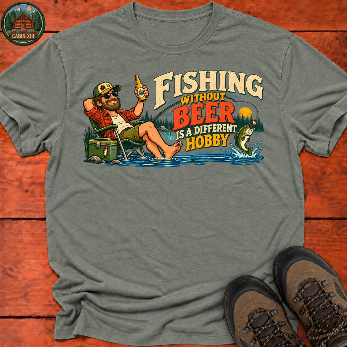 Fishing Without Beer Chest T-Shirt — Heather Military Green