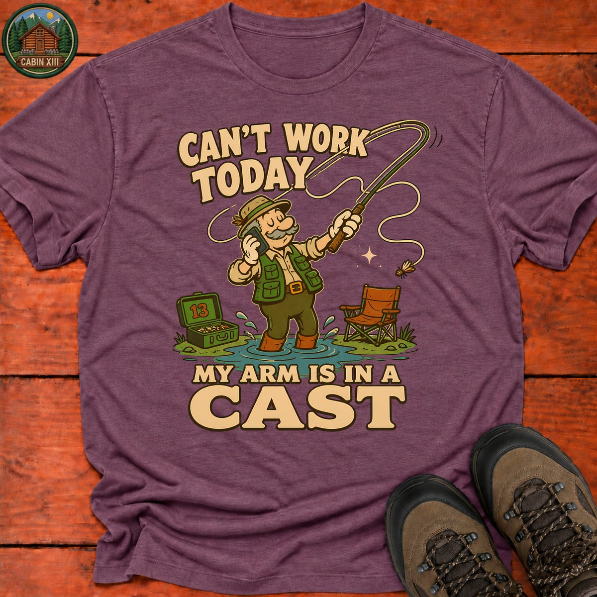 Arm In A Cast T-Shirt — Heather Maroon