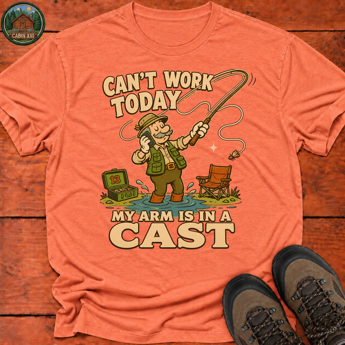 Arm In A Cast T-Shirt — Heather Orange