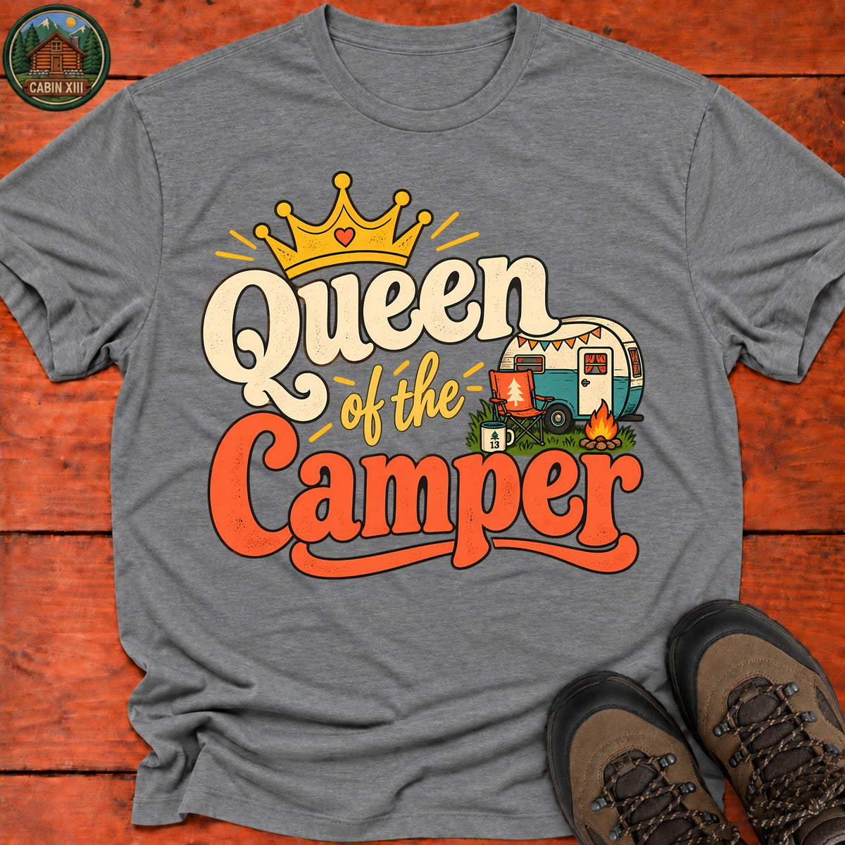 Queen Of The Camper T-Shirt — Graphite Heather