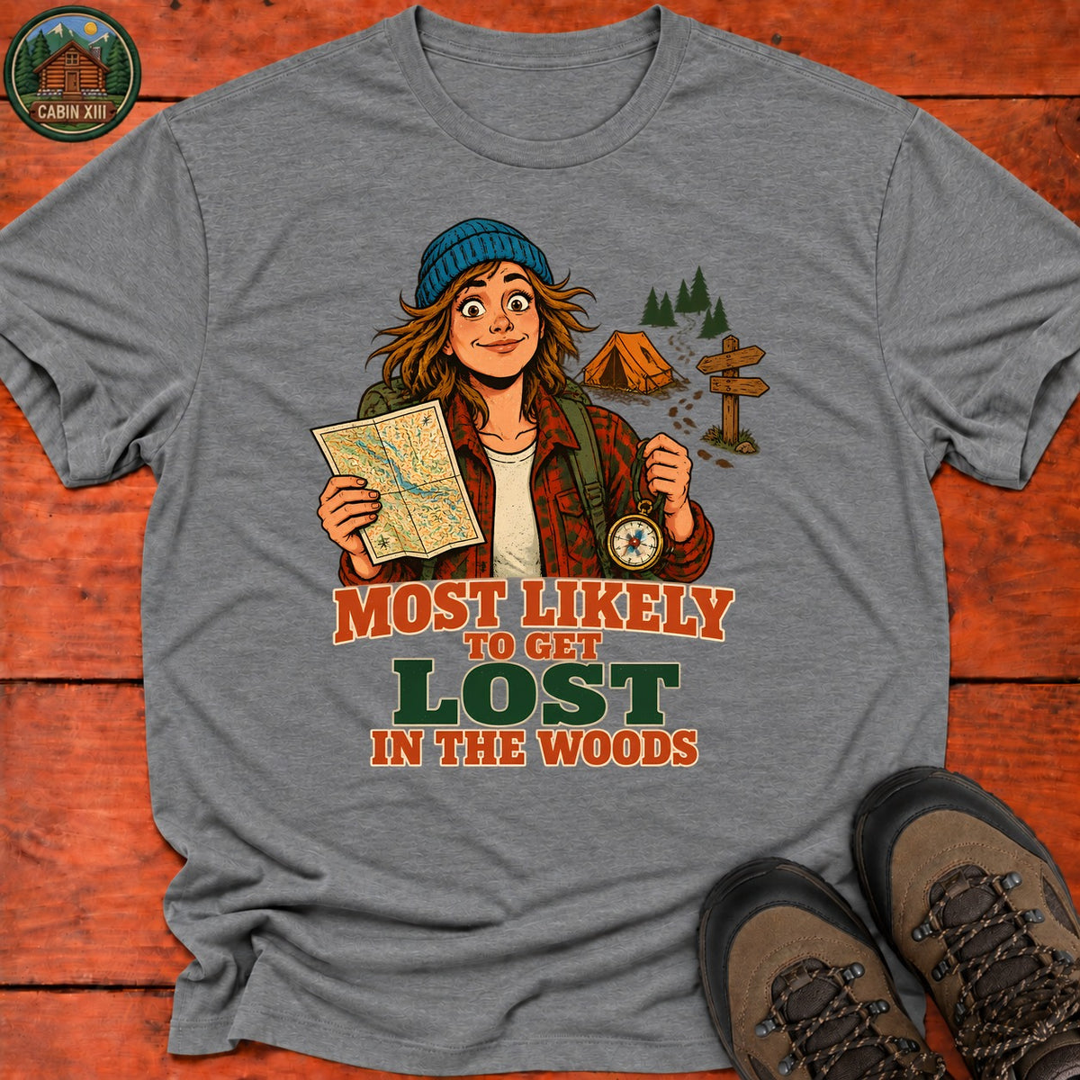 Most Likely To Get Lost In The Woods T-Shirt — Graphite Heather