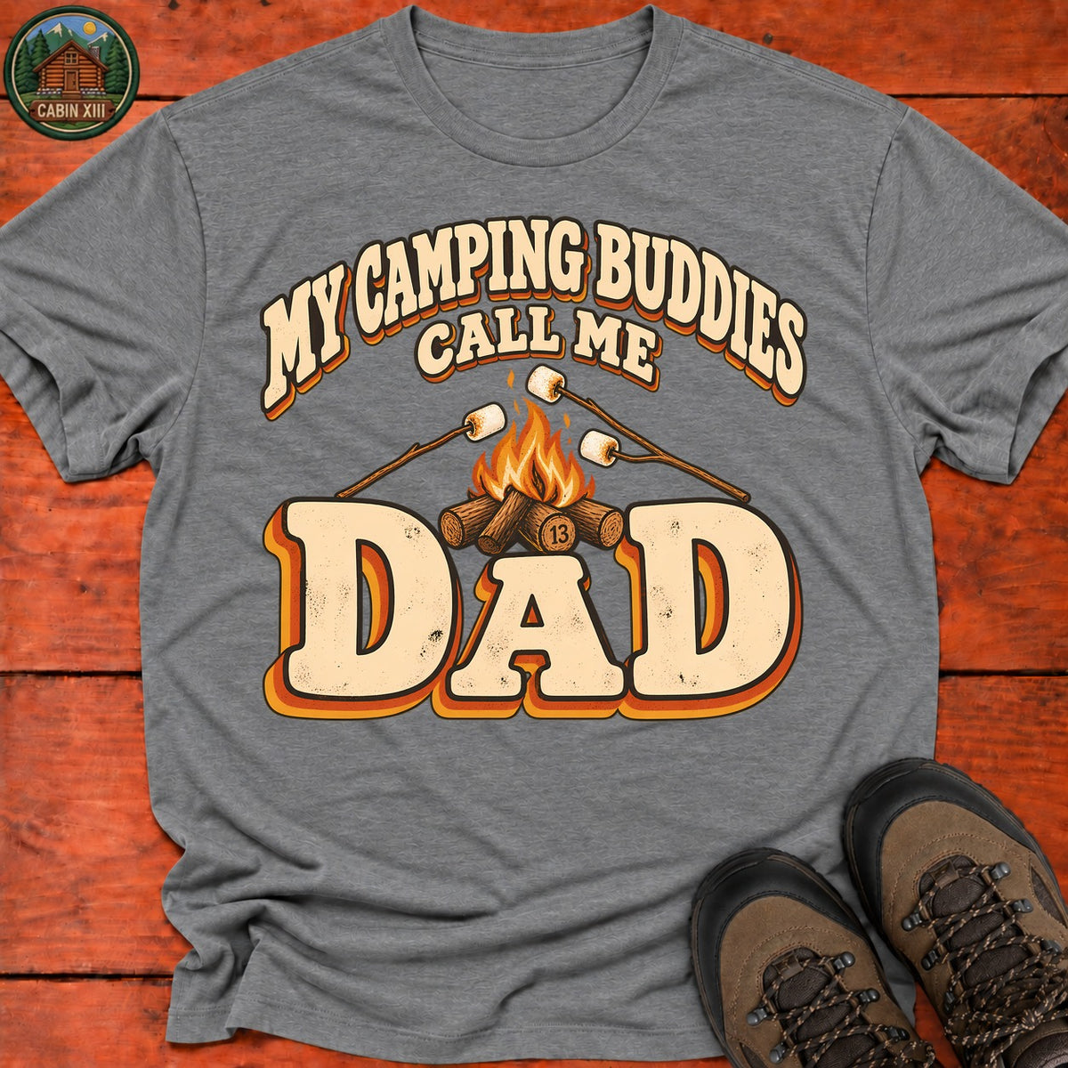 Dad's Camping Buddies T-Shirt — Graphite Heather