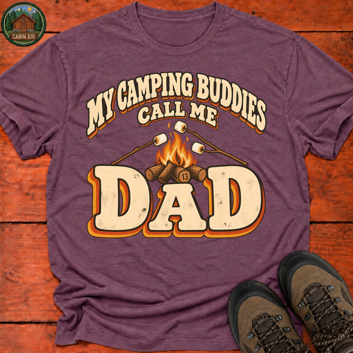 Dad's Camping Buddies T-Shirt — Heather Maroon