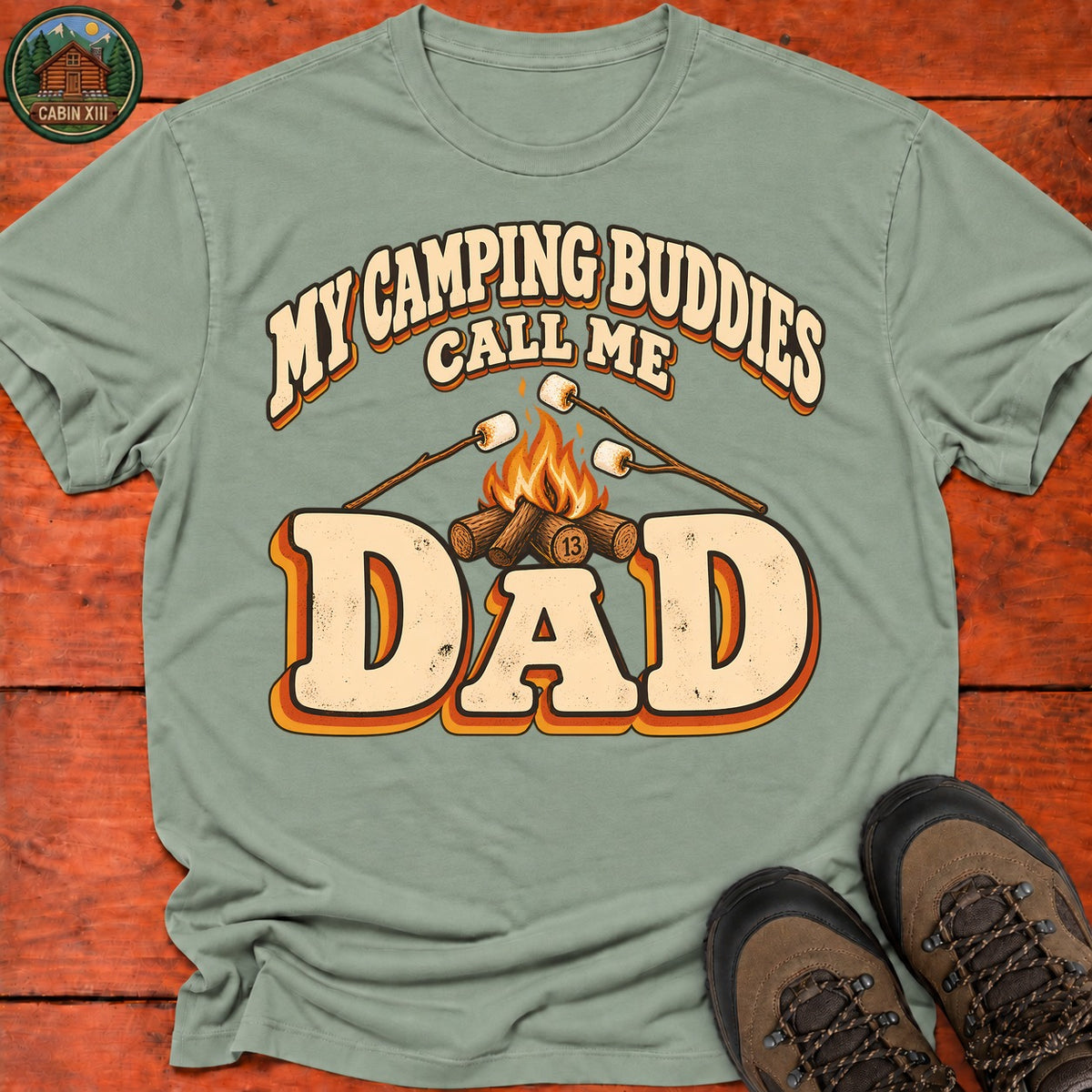 Dad's Camping Buddies T-Shirt — Sage