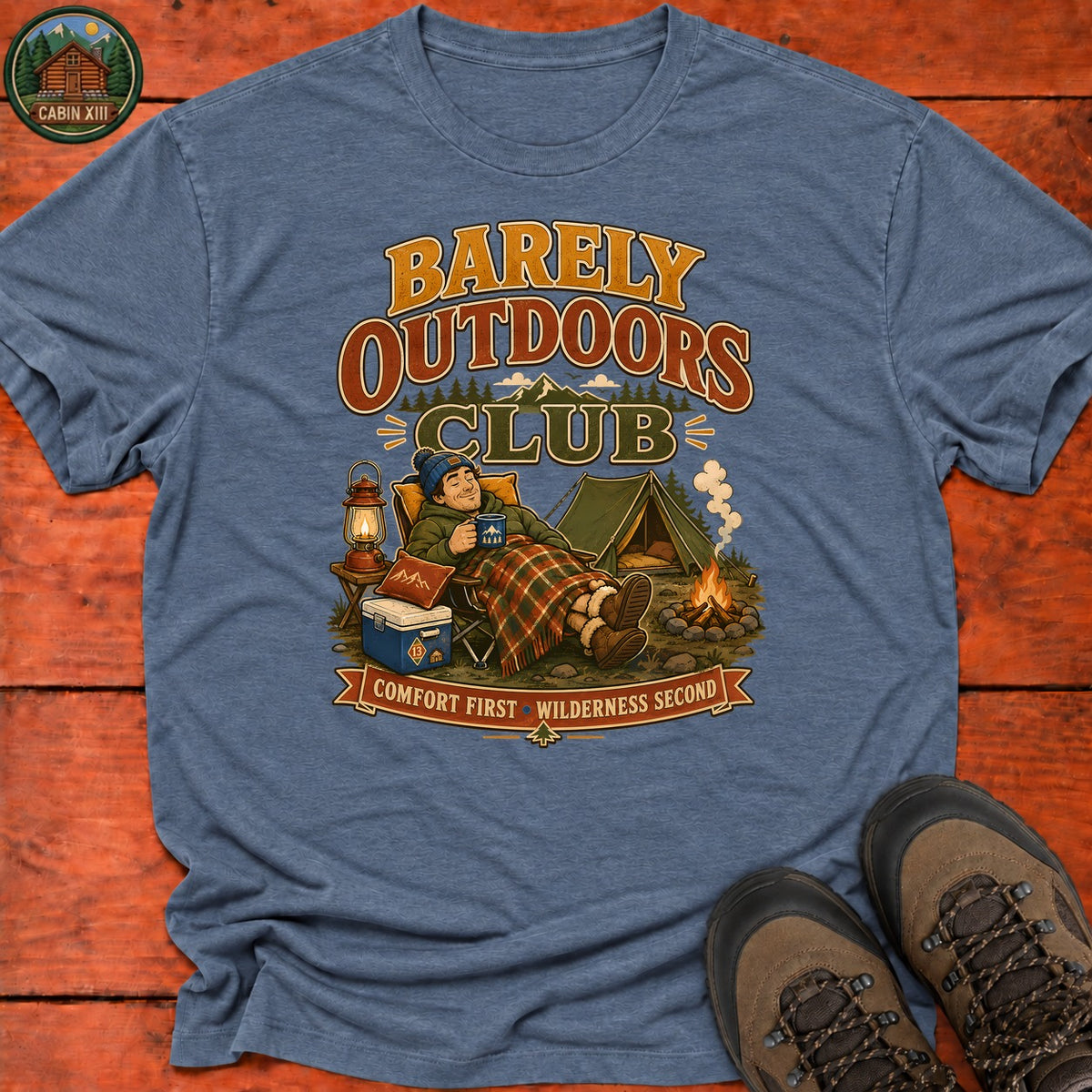 Barely Outdoors Club T-Shirt — Heather Indigo