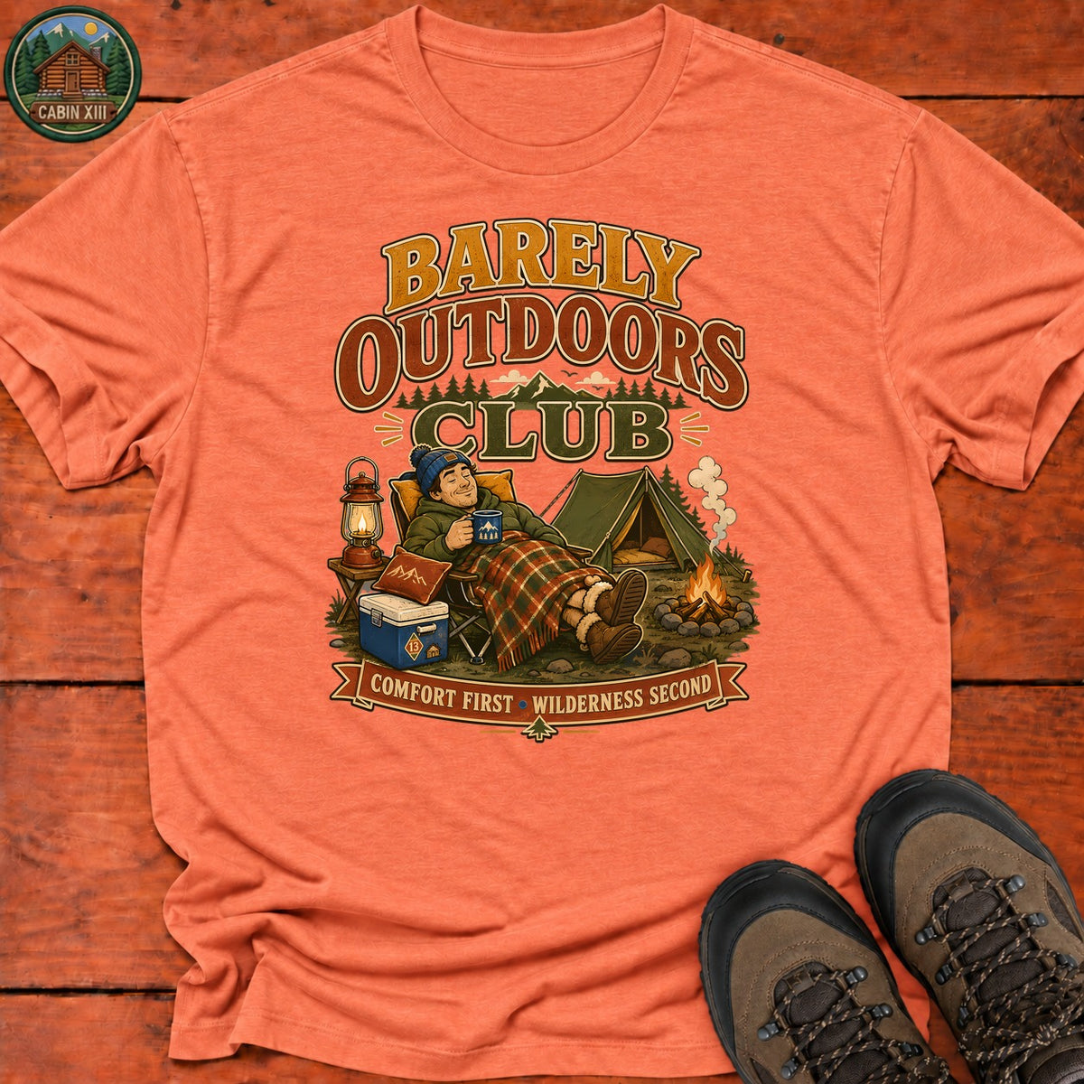Barely Outdoors Club T-Shirt — Heather Orange