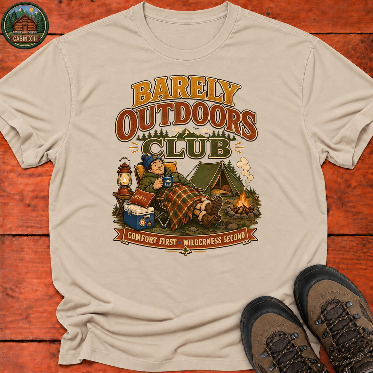 Barely Outdoors Club T-Shirt — Sand
