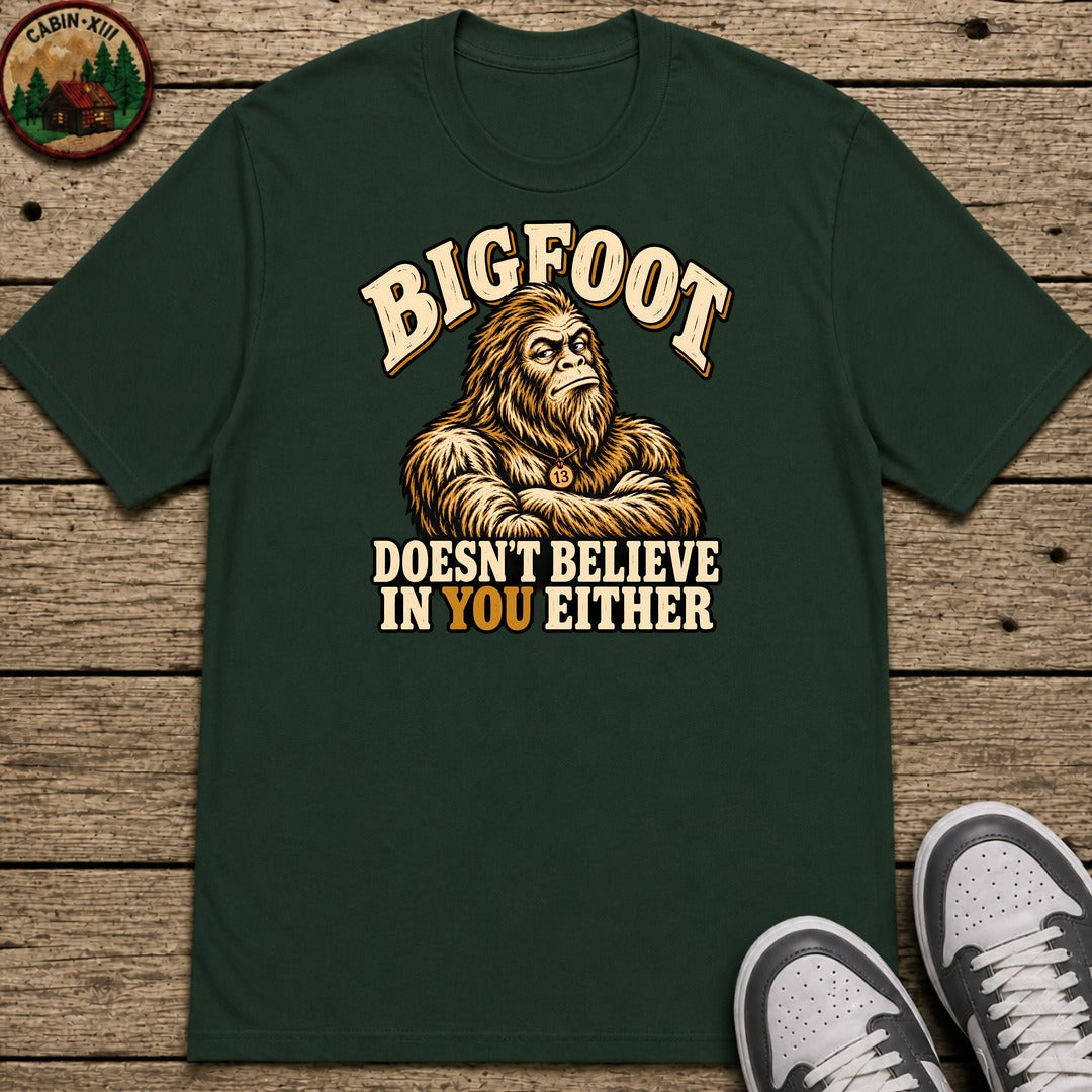 Bigfoot Doesn't Believe In You Kids T-Shirt — Forest Green