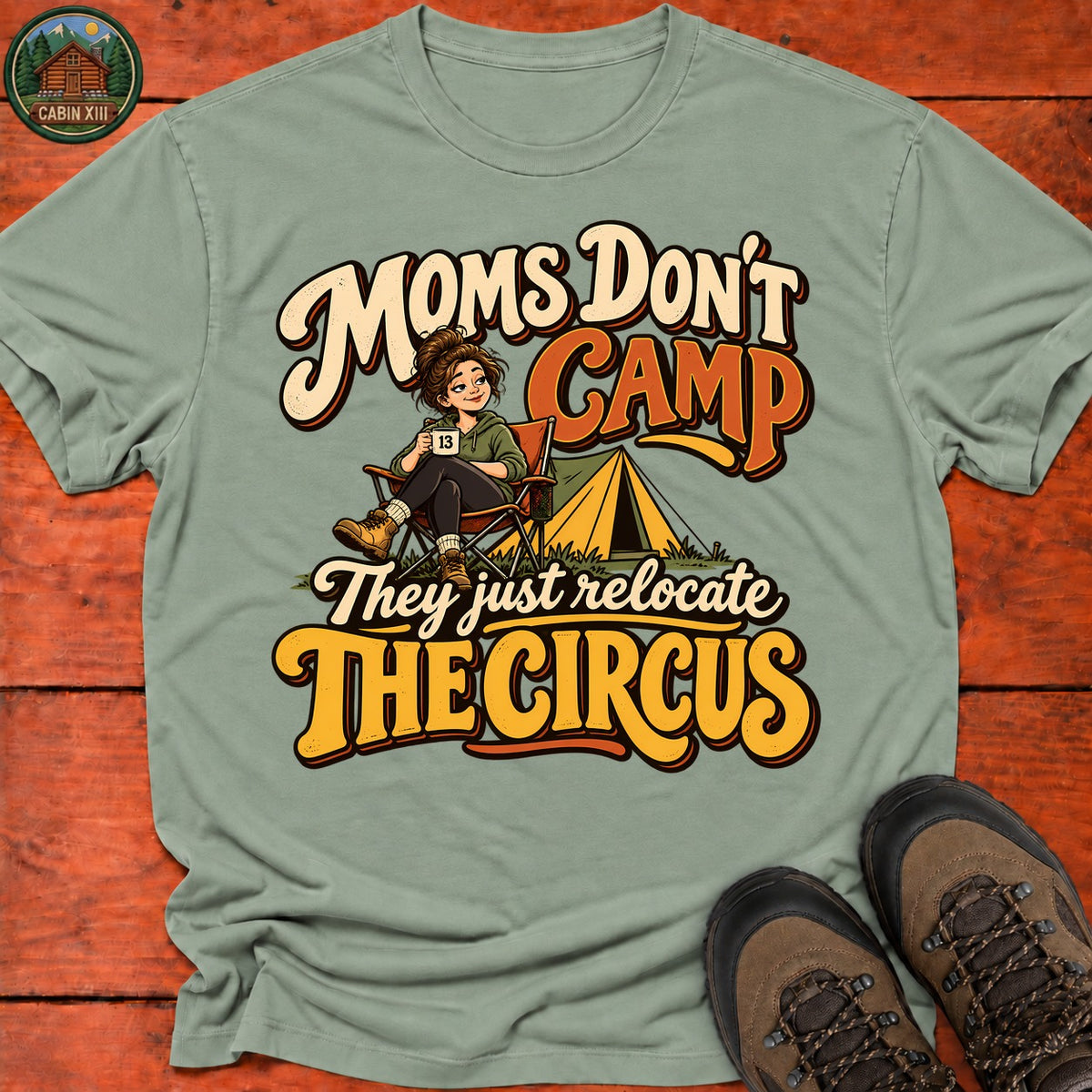 Camp Mom Pin Up T-Shirt — Sage